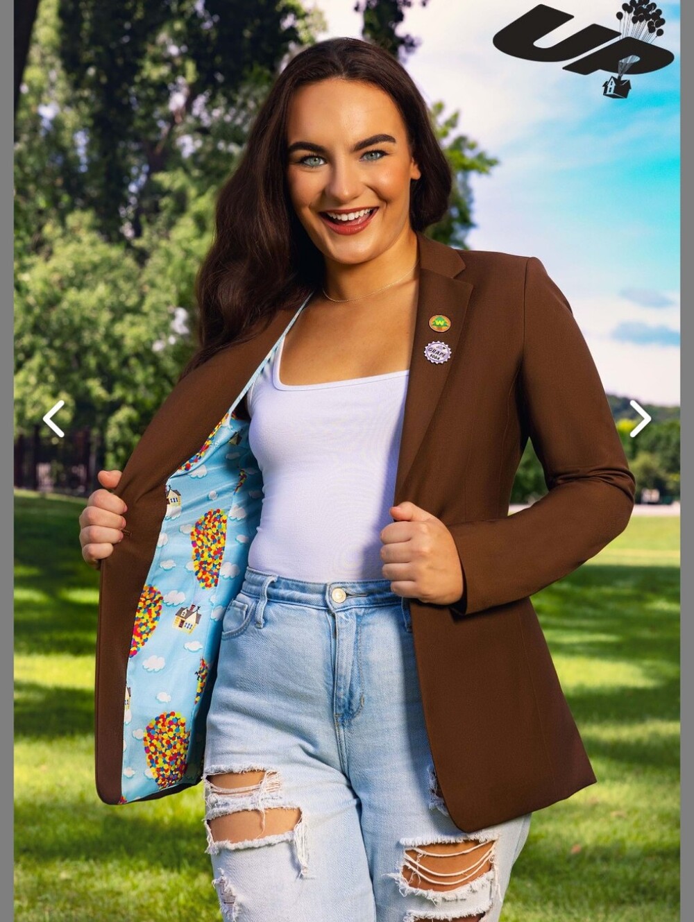 Disney Brown Blazer with Printed Blue Lining